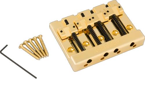 099-4407-200 Genuine Fender 4-string Gold Block Logo High Mass Bass Bridge 0994407200