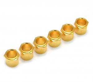 TK-0788-002 (6) Gold Vintage Style Hex Press-In Guitar Tuner Bushings