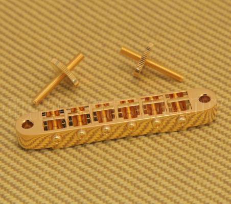 GB-2540-002 Gotoh GE101B Gold Tune-O-Matic Guitar Bridge w/Nashville Studs